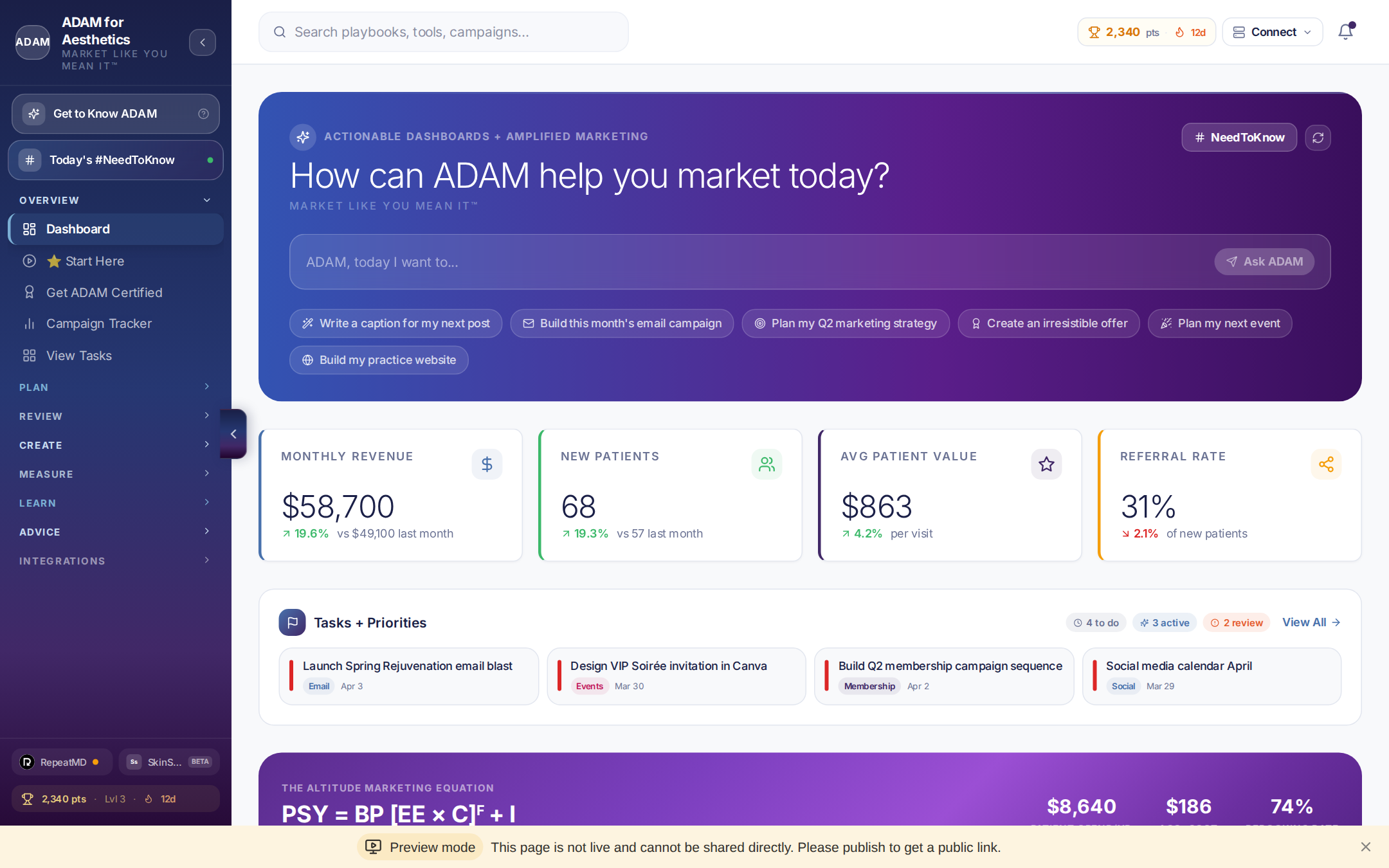 myADAM Dashboard